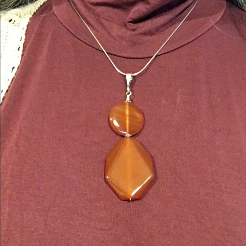 Silver and Amber Crystal Pendant
